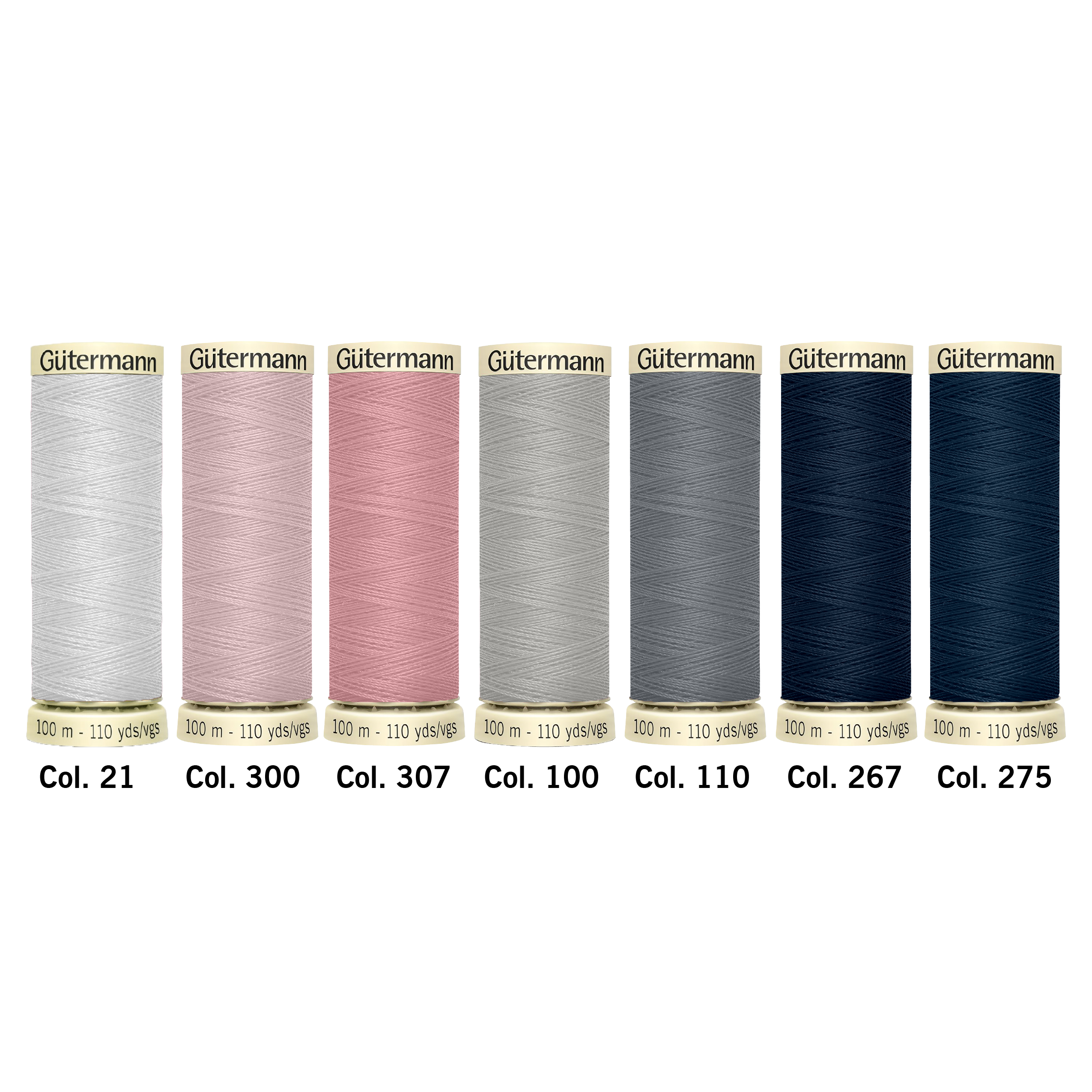 Blister con 7 carretes de hilo Gütermann Coselotodo 100m Colección Long Island